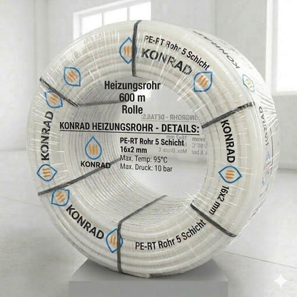Fußbodenheizungsrohr 16x2 mm 600 m PE-RT 5-Schicht Rohr – Produktfoto, Helia Bad