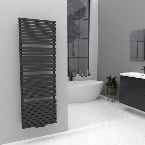 Badheizkörper Handtuchwärmer Paneelheizkörper 1350 Watt FLORA Anthrazit – 50 × 140 – Produktfoto, Helia Bad