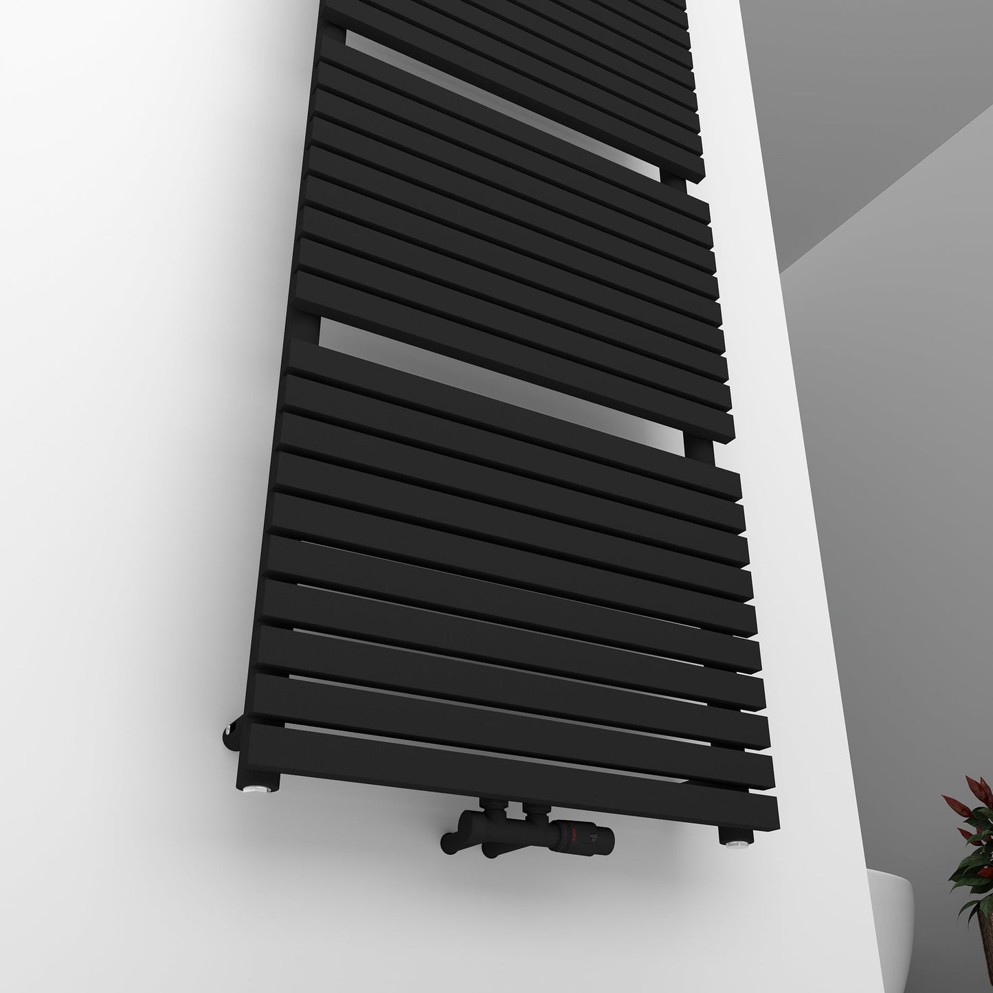 Badheizkörper Handtuchwärmer Paneelheizkörper 1350 Watt FLORA Schwarz – 60 × 160 – Produktfoto, Helia Bad