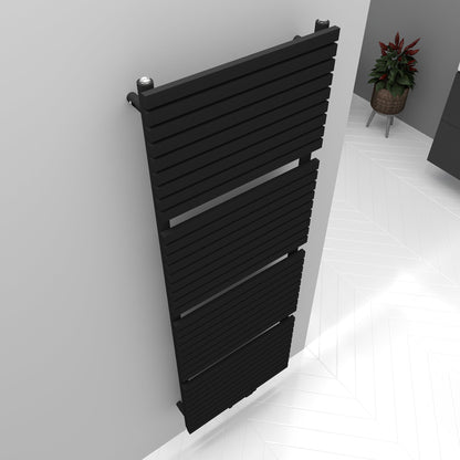 Badheizkörper Handtuchwärmer Paneelheizkörper 1350 Watt FLORA Schwarz – 60 × 180 – Produktfoto, Helia Bad