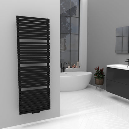 Badheizkörper Handtuchwärmer Paneelheizkörper 1350 Watt FLORA Schwarz – 50 × 140 – Produktfoto, Helia Bad