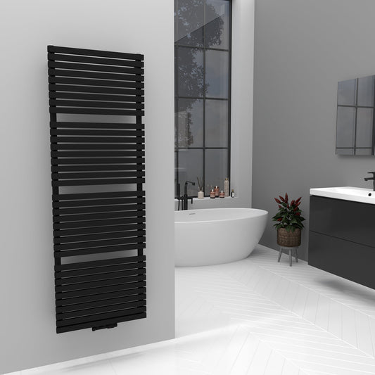 Badheizkörper Handtuchwärmer Paneelheizkörper 1350 Watt FLORA Schwarz – 50 × 140 – Produktfoto, Helia Bad