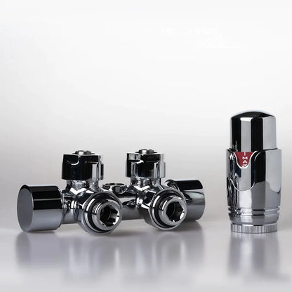Multiblock Set für Badheizkörper Eck- und Durchgangsform – Chrom × Eckform – 18mm – Produktfoto, Helia Bad