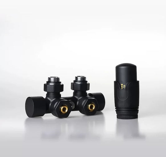 Multiblock Set für Badheizkörper Eck- und Durchgangsform – Chrom × Durchgang – 15mm – Produktfoto, Helia Bad