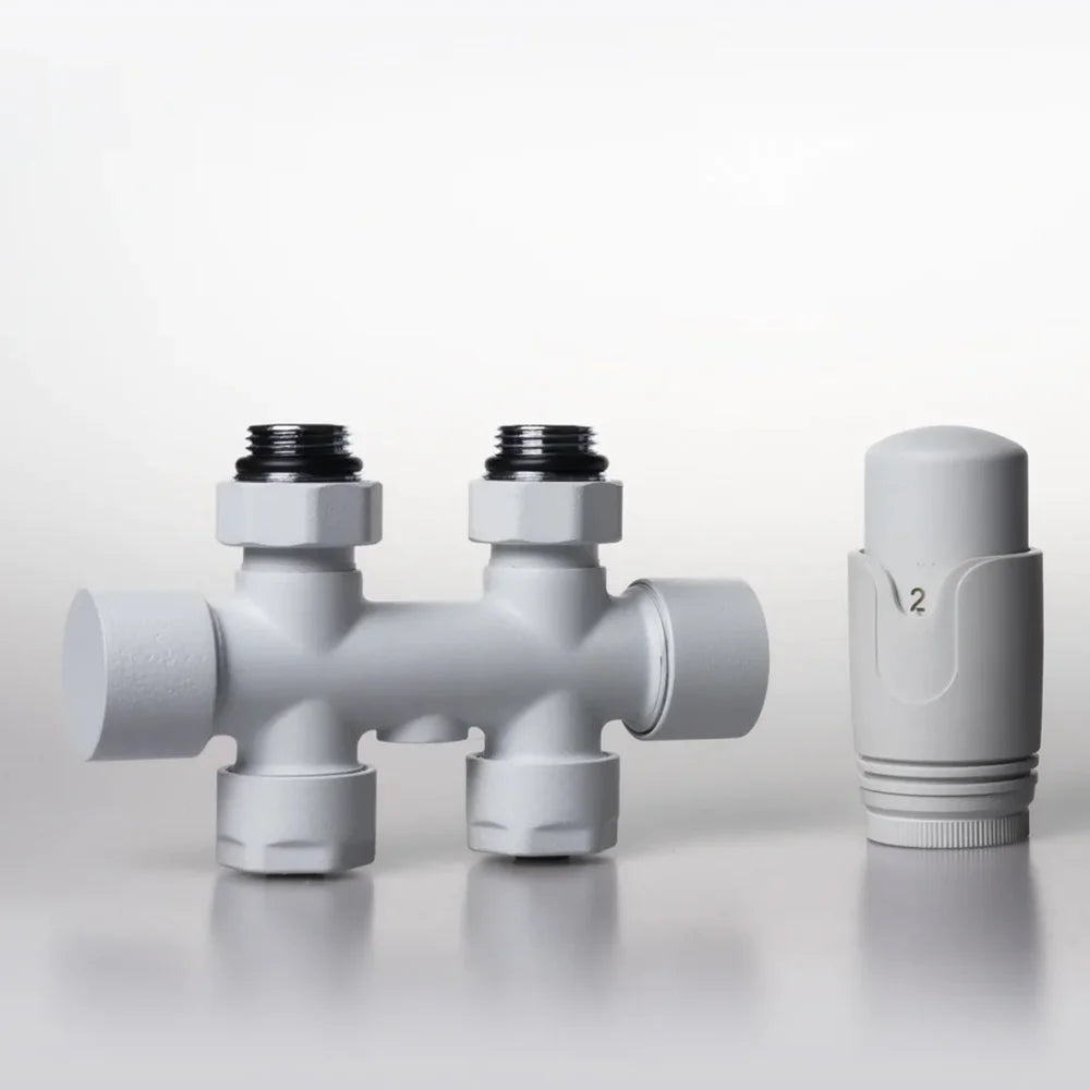 Multiblock Set für Badheizkörper Eck- und Durchgangsform – Anthrazit × Durchgang – 15mm – Produktfoto, Helia Bad
