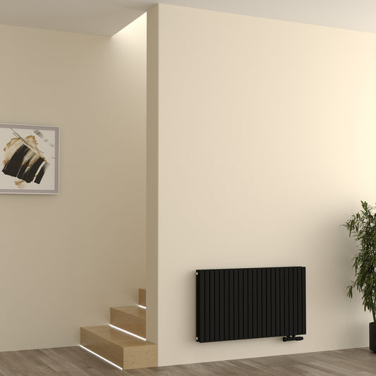 Paneelheizkörper Designheizkörper Horizontal Doppellagig Schwarz FLORA