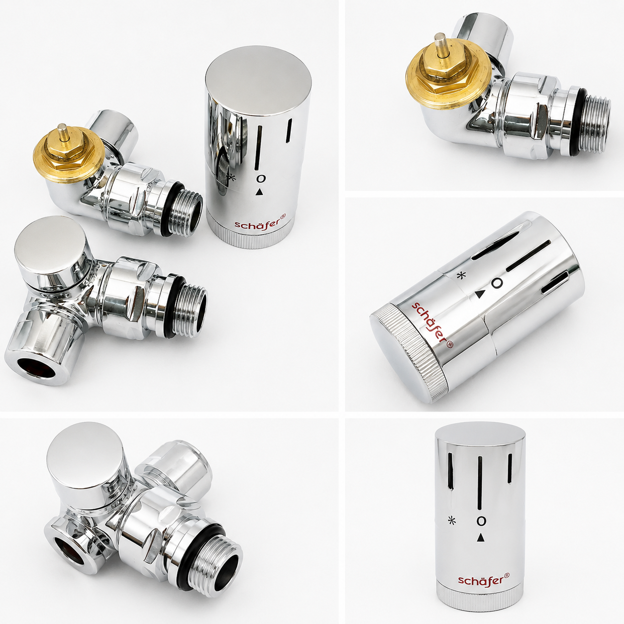 Thermostatventil Set Heizkörper Eck 1/2 Chrom