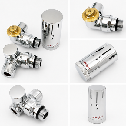 Thermostatventil Set Heizkörper Eck 1/2 Chrom