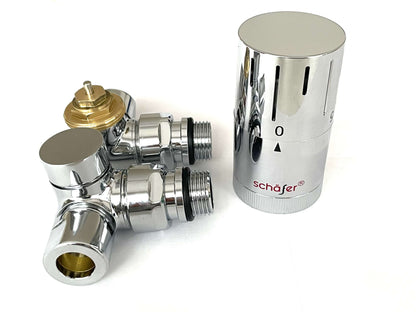 Thermostatventil Set Heizkörper Eck 1/2 Chrom – Produktfoto, Helia Bad