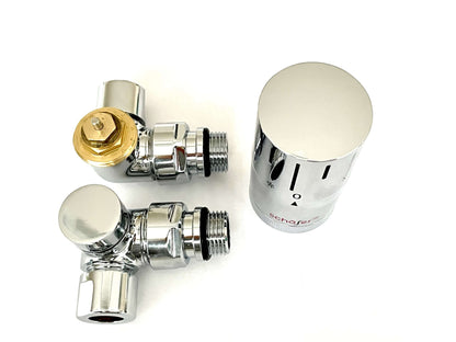 Thermostatventil Set Heizkörper Eck 1/2 Chrom – Chrom × Eckform – Produktfoto, Helia Bad