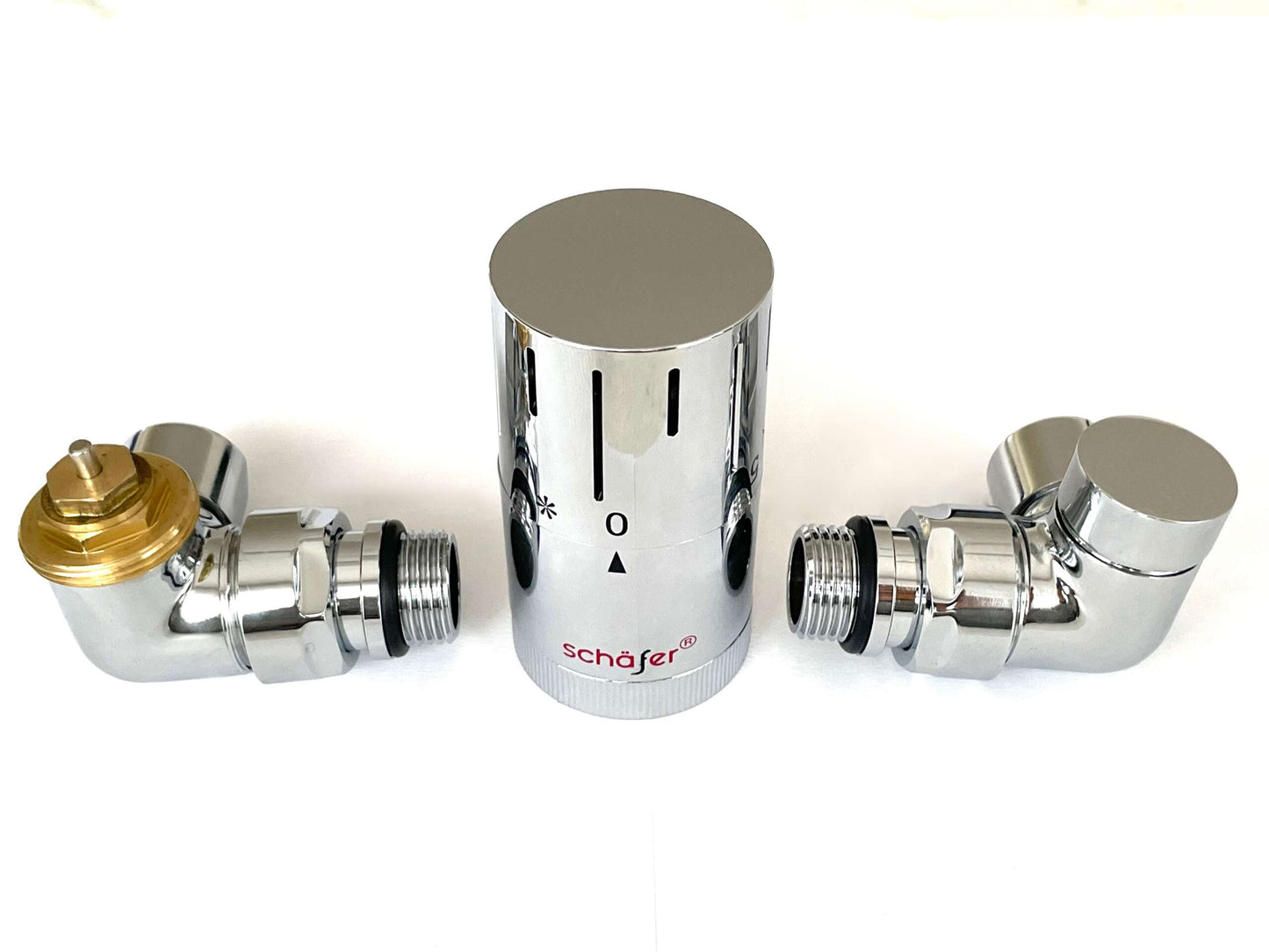 Thermostatventil Set Heizkörper Eck 1/2 Chrom – Produktfoto, Helia Bad