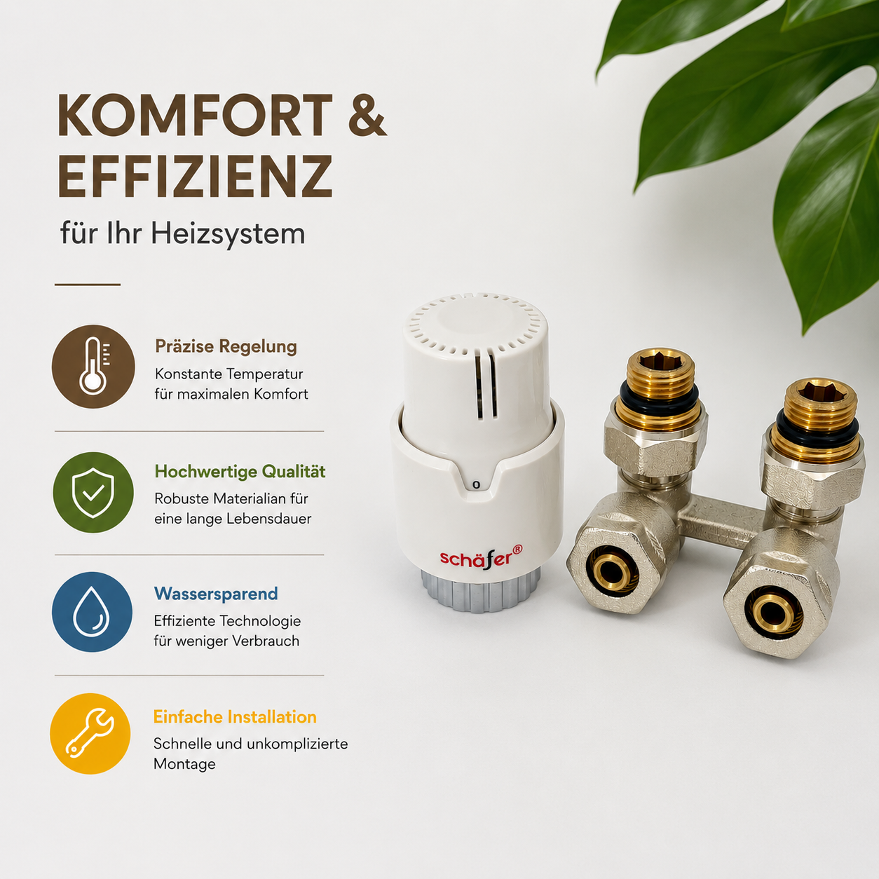 Zweirohr-Hahnblock für Ventil-Heizkörper – Winkelform
